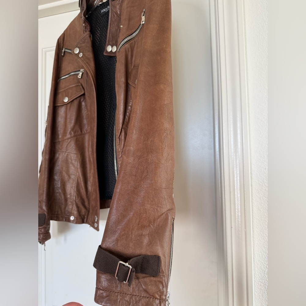 Dolce & Gabbana Like New Tan Leather Jacket - Picture 3 of 13